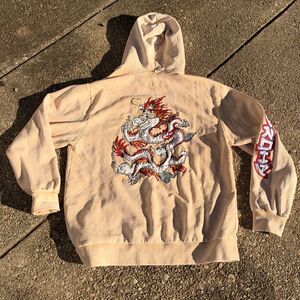 RIPNDIP Dragonerm Dragon Embroidered Tie Dye French Terry Hoodie Size Large